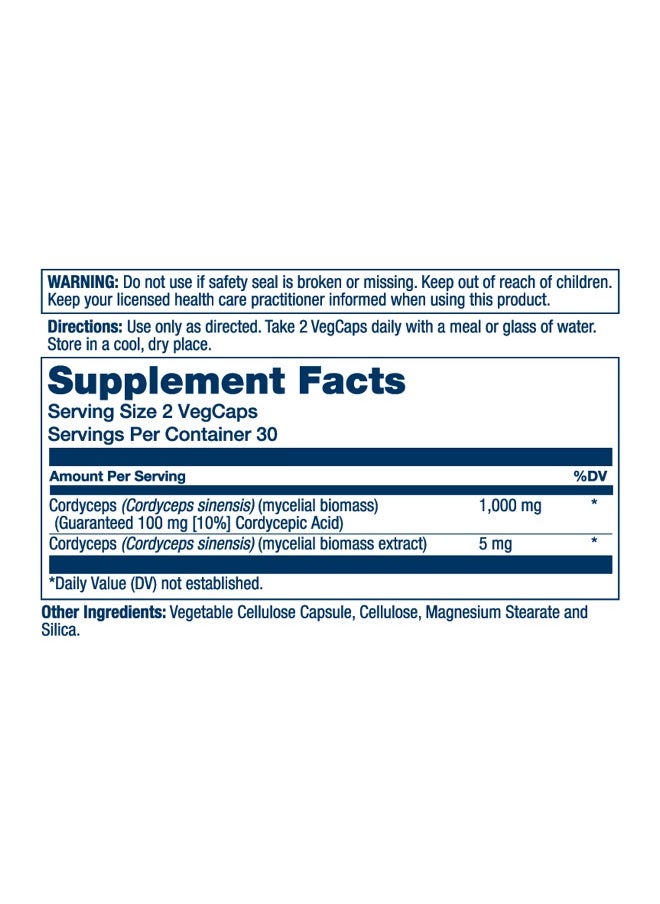 Solaray - Cordyceps Mushroom Extract Energy, Immunity And Vitality Support 60 Vcaps - Image 1