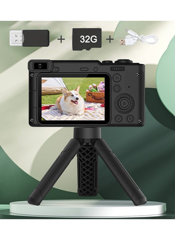 general CCD Digital Camera with Tripod, Video Camera, 12MP, 2.4-inch IPS Screen, Desktop Tripod, Portable Retro Travel Vlog Camera, Suitable for Daily Life Recording and Shooting, Perfect Birthday Party Gift - Image 1