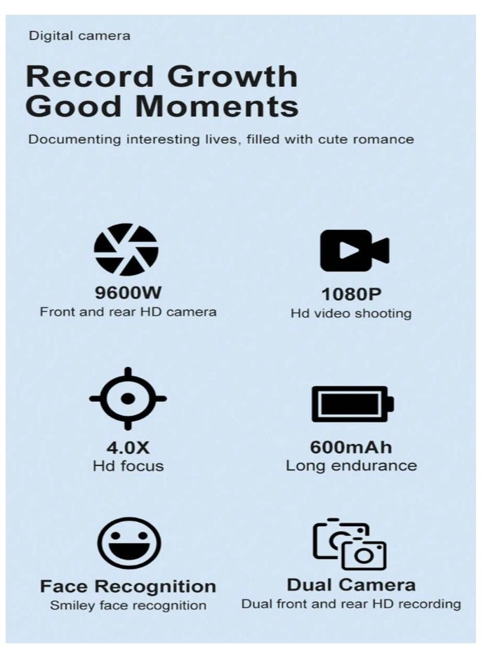 general CCD Digital Camera with Tripod, Video Camera, 12MP, 2.4-inch IPS Screen, Desktop Tripod, Portable Retro Travel Vlog Camera, Suitable for Daily Life Recording and Shooting, Perfect Birthday Party Gift - Image 5