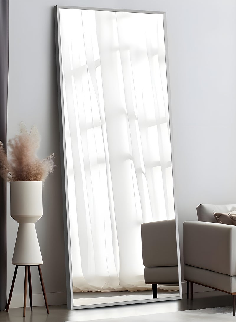 Taimi Large mirror with elegant design 160x50cm - Full length mirror with White metal frame and back stand - Its wonderful design is suitable for living rooms, dressing rooms and bedrooms - Image 1
