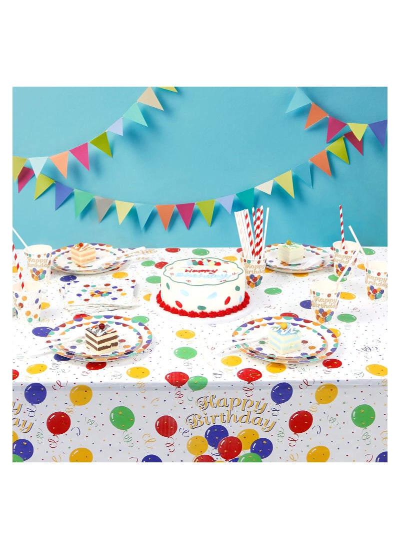 SYOSI - 162 Piece Happy Birthday Disposable Party Favors With Birthday Plates Cups Napkins Tablecloth Straws Birthday Party Supplies For Kids Birthday Party Decoration 20 Guests (Happy Birthday) - Image 1