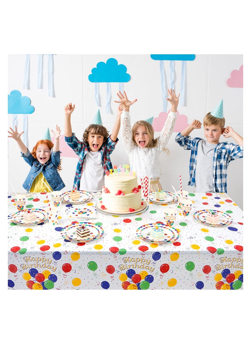 SYOSI - 162 Piece Happy Birthday Disposable Party Favors With Birthday Plates Cups Napkins Tablecloth Straws Birthday Party Supplies For Kids Birthday Party Decoration 20 Guests (Happy Birthday) - Image 1