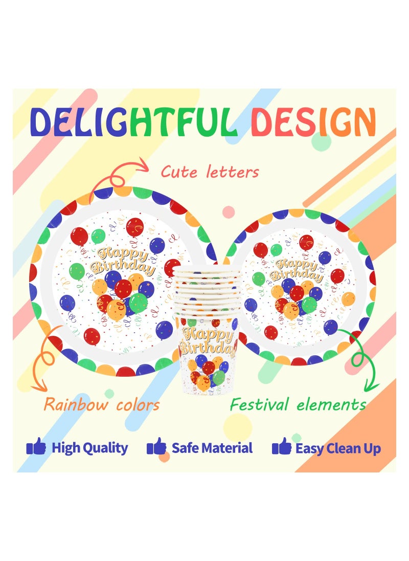 SYOSI - 162 Piece Happy Birthday Disposable Party Favors With Birthday Plates Cups Napkins Tablecloth Straws Birthday Party Supplies For Kids Birthday Party Decoration 20 Guests (Happy Birthday) - Image 1