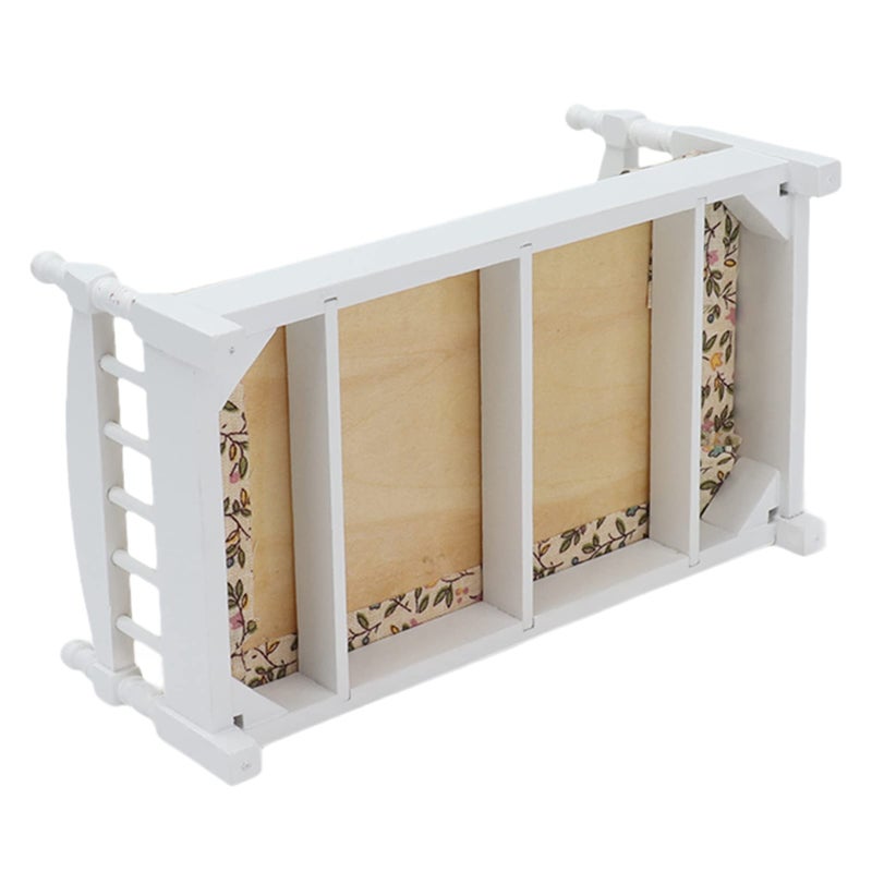 زيروديس سرير منزل دمية خشبي 1: 12 مقياس أثاث غرفة نوم مصغرة مع وسائد مرتبة - Image 4