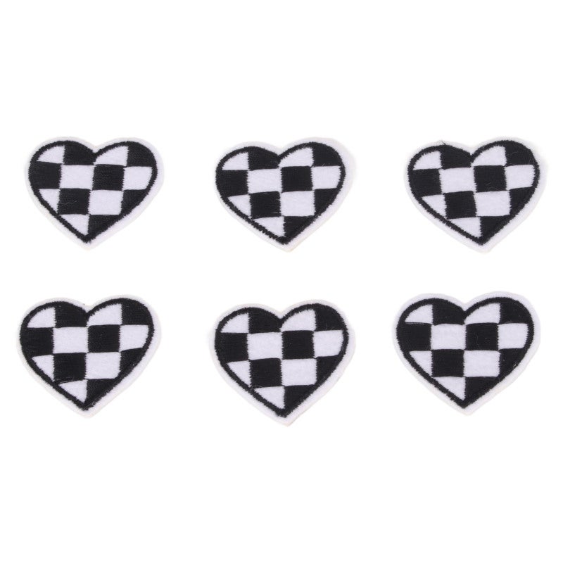 Iron On Patches 100 Pcs Premium Durable Lightweight Cotton - Fashionable Black White Grids Heart Shaped Patches for Clothes Bags Hats DIY Repair Decoration - Image 3