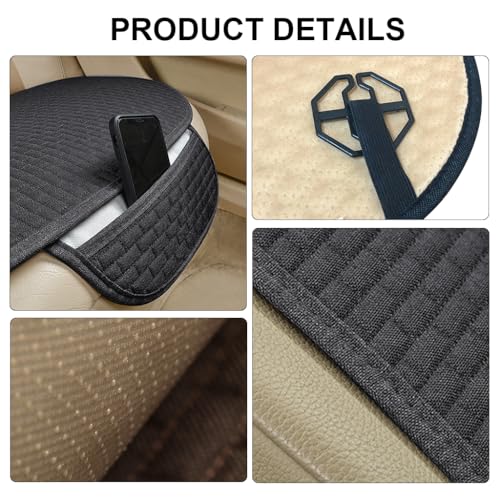 STHIRA Silicone 3Pcs Car Seat Covers Summer Breathable Front Seat Cushion Mat Flax Car Seat Cover With Storage Pouch Long Rear Seat Cover Anti-Slip Car Seat Cover Anti-Scratches Car, Black - Image 3