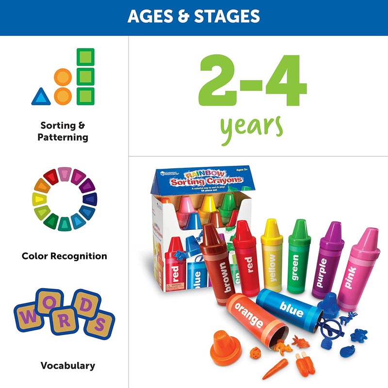 Learning Resources Rainbow Sorting Crayons - 56 Pieces, Ages 3+ Kids Crayons, Early Color Recognition & Sorting, Toddler Sort and Stacking Toys - Image 5