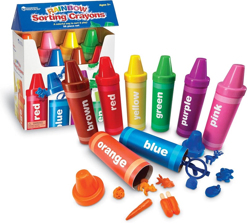 Learning Resources Rainbow Sorting Crayons - 56 Pieces, Ages 3+ Kids Crayons, Early Color Recognition & Sorting, Toddler Sort and Stacking Toys - Image 1