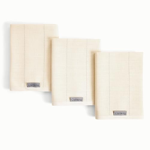 Caraway Tea Towels Reusable Dish Towels Made from 100 Organic Cotton Highly Absorbent LintFree Perfect for Kitchen Cleanup or Table Setting Extra Large Size Cream - Image 1