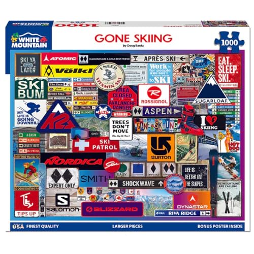 White Mountain 1000 Piece Jigsaw Puzzle Winter Christmas Holiday Puzzles with Large Pieces Gift for Adults and Teens 24x30 Gone Skiing - Image 5