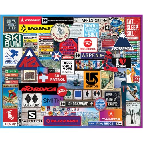 White Mountain 1000 Piece Jigsaw Puzzle Winter Christmas Holiday Puzzles with Large Pieces Gift for Adults and Teens 24x30 Gone Skiing - Image 1