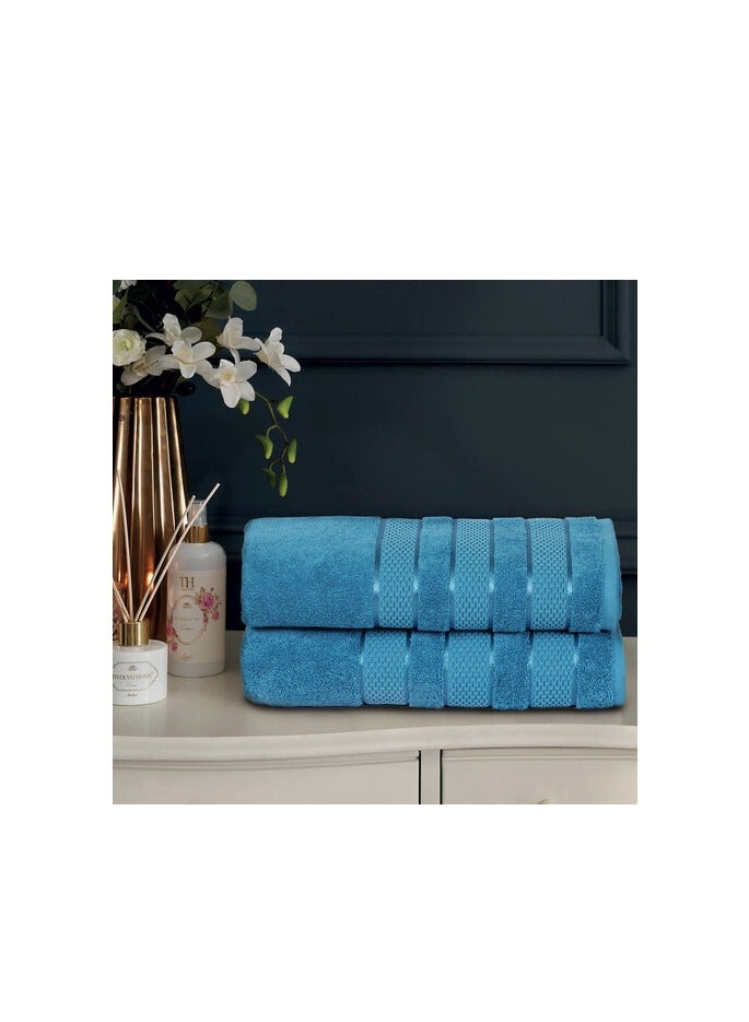 Safi Plus Luxury Hotel Quality 100% Turkish Genuine Cotton Towel Set, 2 Bath Towels 2 Hand Towels 2 Washcloths Super Soft Absorbent Towels for Bathroom & Kitchen Shower - Ocean Blue - Image 4