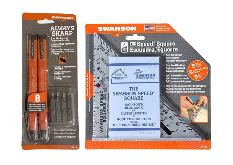 Swanson Tool Co. , Inc Swanson Tool Co S0101CP216 Value Pack includes 7-Inch Speed Square with Blue Book and 2-Pack AlwaysSharp Carpenter Pencils with Extra Black Graphite Replacement Tips - Image 2