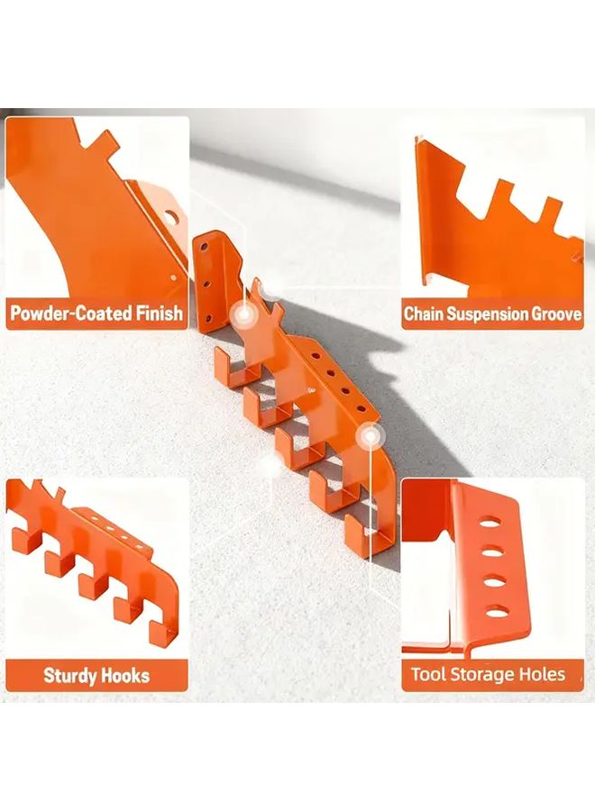 Heavy Duty Carbon Chainsaw Chain Hanger Wall Mount 5 Hook Chain Holder Rust Resistant Powder Coated Garage Workshop Organizer 1pc - Image 4