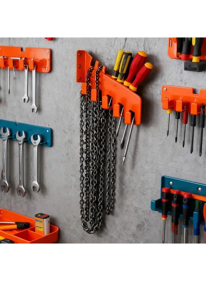 Heavy Duty Carbon Chainsaw Chain Hanger Wall Mount 5 Hook Chain Holder Rust Resistant Powder Coated Garage Workshop Organizer 1pc - Image 5