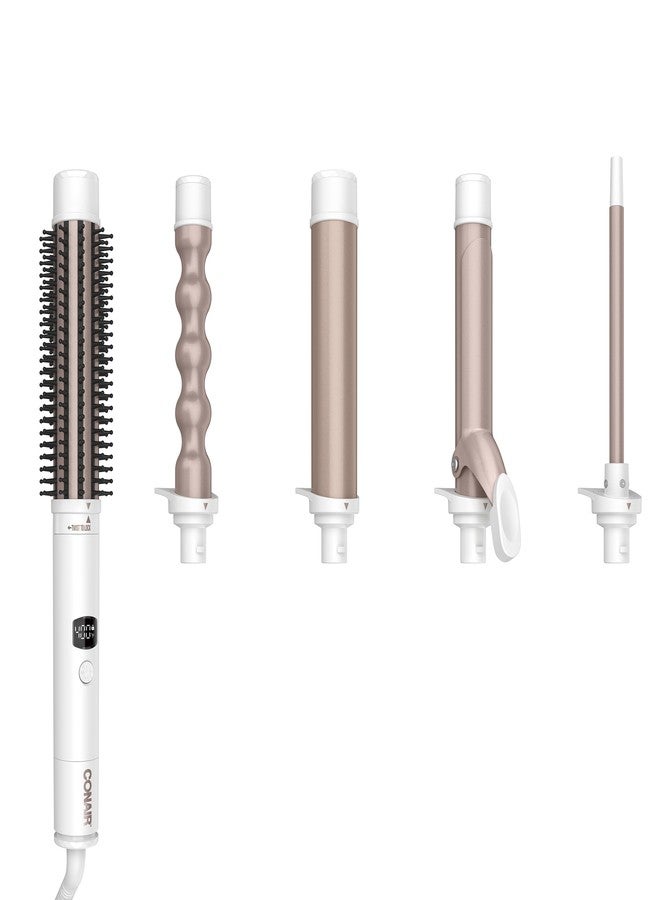 CONAIR مجفف شعر كونير مزدوج السيراميك متعدد الملحقات، مجموعة عصا تجعيد 5 في 1 لإنشاء تجعيد، Waves، و Blowouts، تقنية السيراميك تقضي على النقاط الساخنة الضارة - Image 1