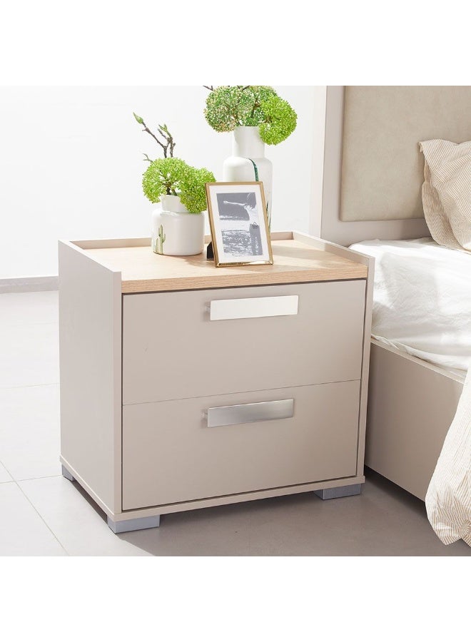 DANUBE HOME Cardano Night Stand| Multifunctional Bedside Table Space Saving Nightstand Side Table Modern Design Furniture For Bedroom L60Xw39Xh53Cm -Natural Oak/Champagne - Image 1