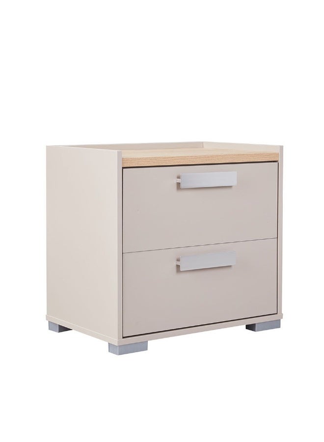 DANUBE HOME Cardano Night Stand| Multifunctional Bedside Table Space Saving Nightstand Side Table Modern Design Furniture For Bedroom L60Xw39Xh53Cm -Natural Oak/Champagne - Image 3