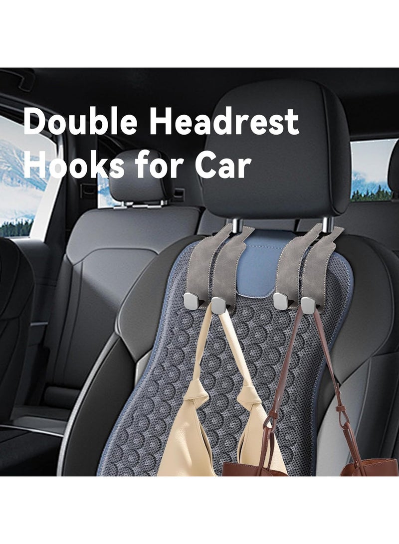 CMGTYYD 2 Pcs Car Seat Hooks, Headrest Hook, Seat Back Storage Hook, Leather Organizer Hanger, Double Cars Hanger, The Ultimate Car Organizer, Convenient Headrest Hooks, for Cars Handbags, Bags, Purses  - Image 5