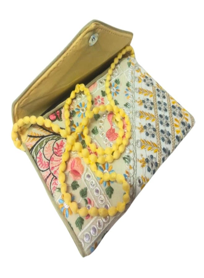 SUMERA WARQ Women's Handmade Clutch Bags Fashionable Cross-Body Sling Bags for Women and Girls with Rajasthani Embroidery Work Ethnic Wallet - Image 4