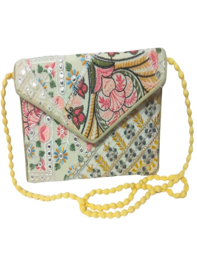 SUMERA WARQ Women's Handmade Clutch Bags Fashionable Cross-Body Sling Bags for Women and Girls with Rajasthani Embroidery Work Ethnic Wallet - Image 1