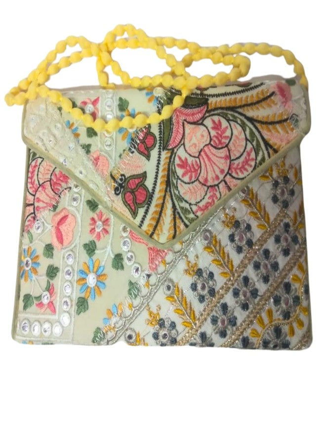 SUMERA WARQ Women's Handmade Clutch Bags Fashionable Cross-Body Sling Bags for Women and Girls with Rajasthani Embroidery Work Ethnic Wallet - Image 3