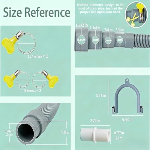 Marekineko Universal Washing Machine Drain Hose Extension Portable Washer Drain HoseDishwasher Drain Hose with Clamp 65ft - Image 3