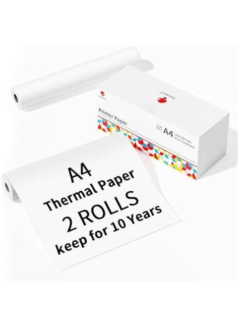 A4 Thermal Paper, Quick-dry Continuous Thermal Printing Paper, 2 Rolls
