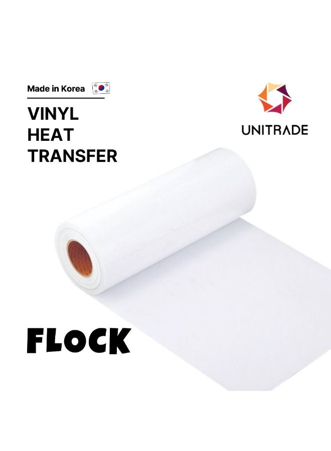 UNITRADE® Flock White Heat Transfer Vinyl Roll - 51cm x 25m / Compatible with Cricut, Silhouette, Professional Cutters / CPSIA Certified / Made in Korea - Image 1