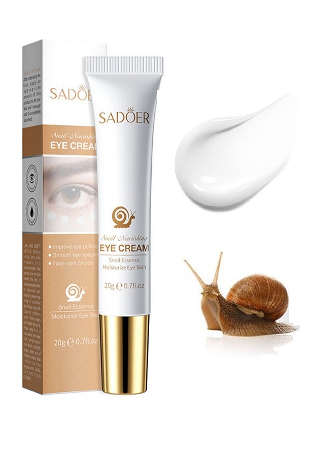 SADOER Snail Essence Moisturize Eye Cream , Anti Aging, Exquisitely Repair Skin, Moisturize, Fade Eye Lines, Dark Circles and Black Spots, Shrink Pores and Tighten Skin, Moisturizing Eye Serum, Eye Care 20g - Image 1