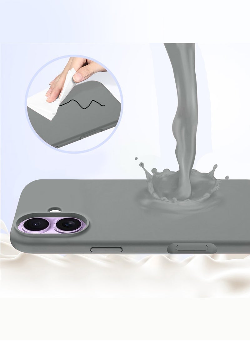 Silicone Protective Phone Case for iPhone 17 - Soft Anti-Scratch Microfiber Lining Ultra Slim Drop Protection Phone Cover - Light Grey - Image 3