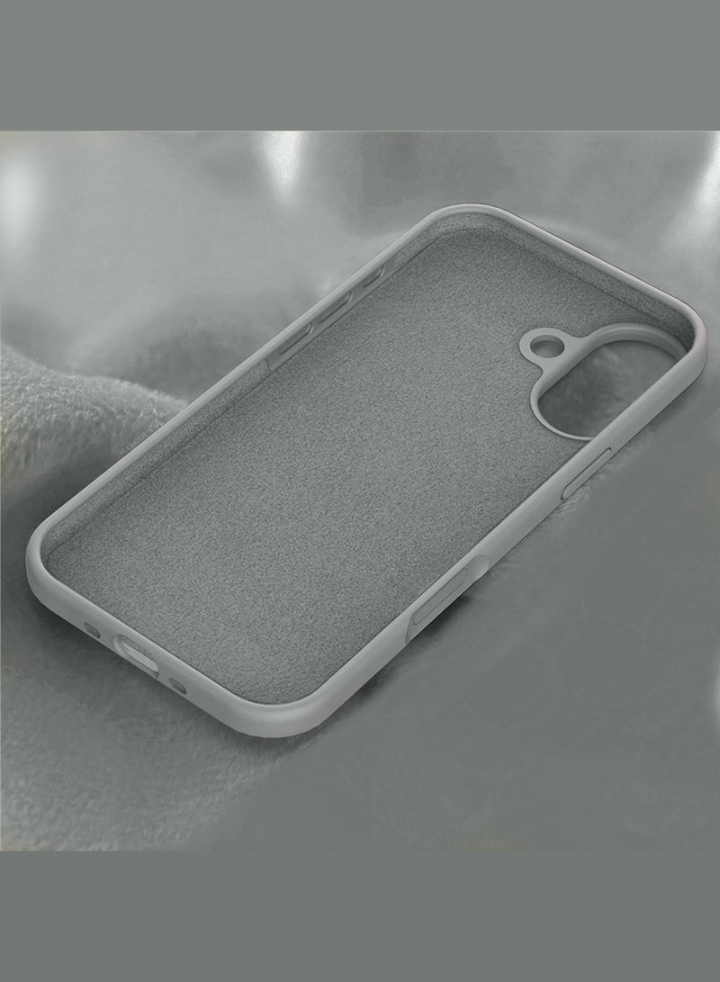 Silicone Protective Phone Case for iPhone 17 - Soft Anti-Scratch Microfiber Lining Ultra Slim Drop Protection Phone Cover - Light Grey - Image 4