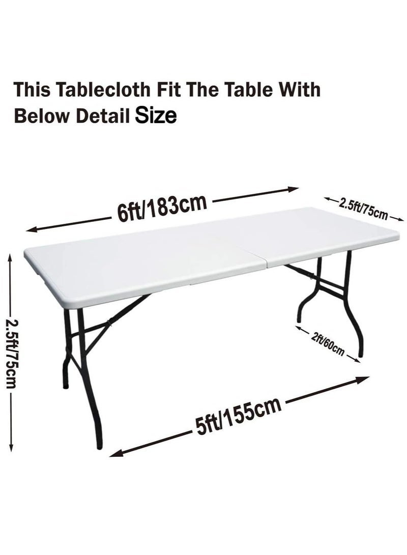 ECVV Spandex Tablecloths For 6 Ft Home Rectangular Table Fitted Stretch Table Cover Polyester Tablecover Lash Bed Cover Table Toppers Massage Table Cover White - Image 3