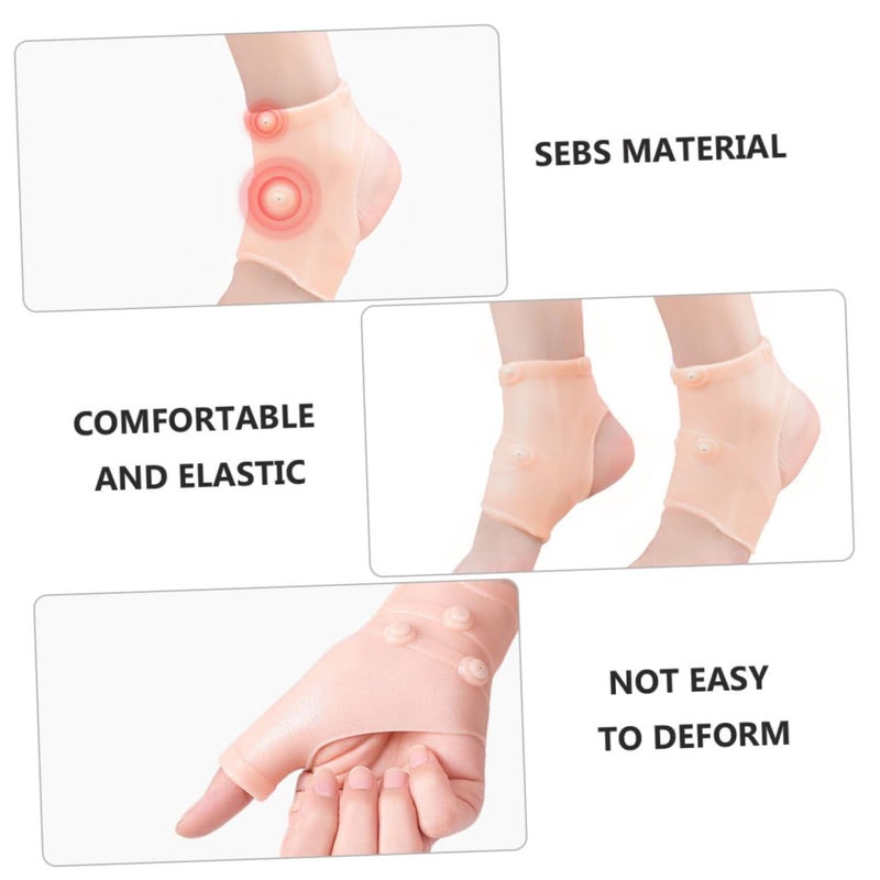 2 زوج من دعامات الكاحل والمعصم المغناطيسية مجموعة سوداء مرنة لحماية الرياضة - Image 4