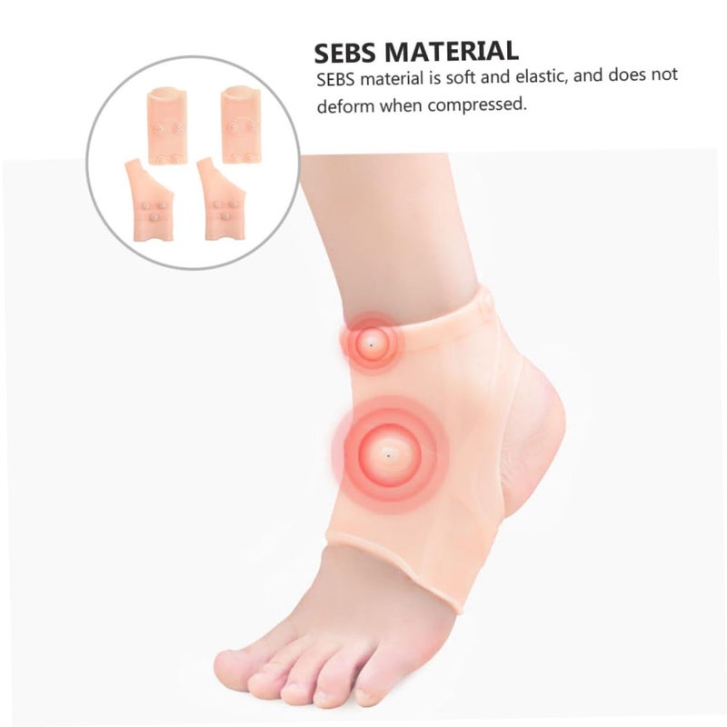 2 زوج من دعامات الكاحل والمعصم المغناطيسية مجموعة سوداء مرنة لحماية الرياضة - Image 5