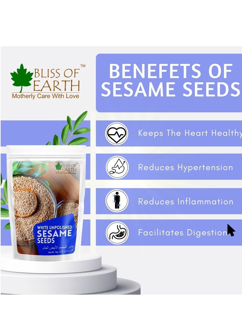 BLISS OF EARTH - Organic Unpolished White Sesame Seeds 200gm - Image 1