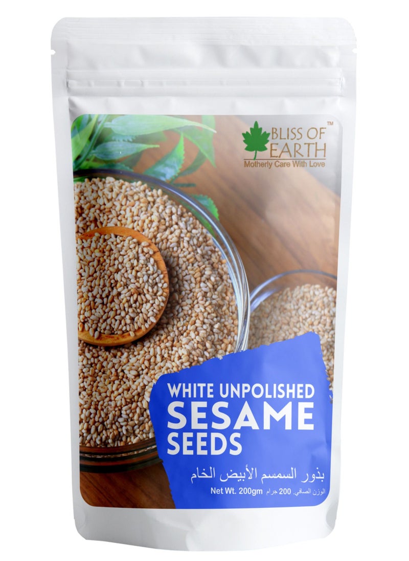BLISS OF EARTH - Organic Unpolished White Sesame Seeds 200gm - Image 1
