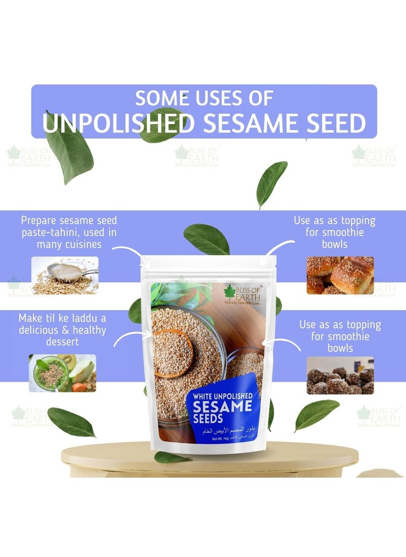 BLISS OF EARTH - Organic Unpolished White Sesame Seeds 200gm - Image 1