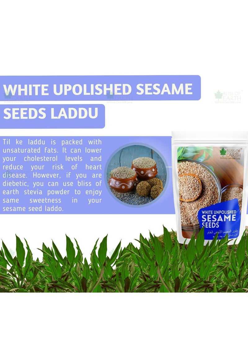 BLISS OF EARTH - Organic Unpolished White Sesame Seeds 200gm - Image 1