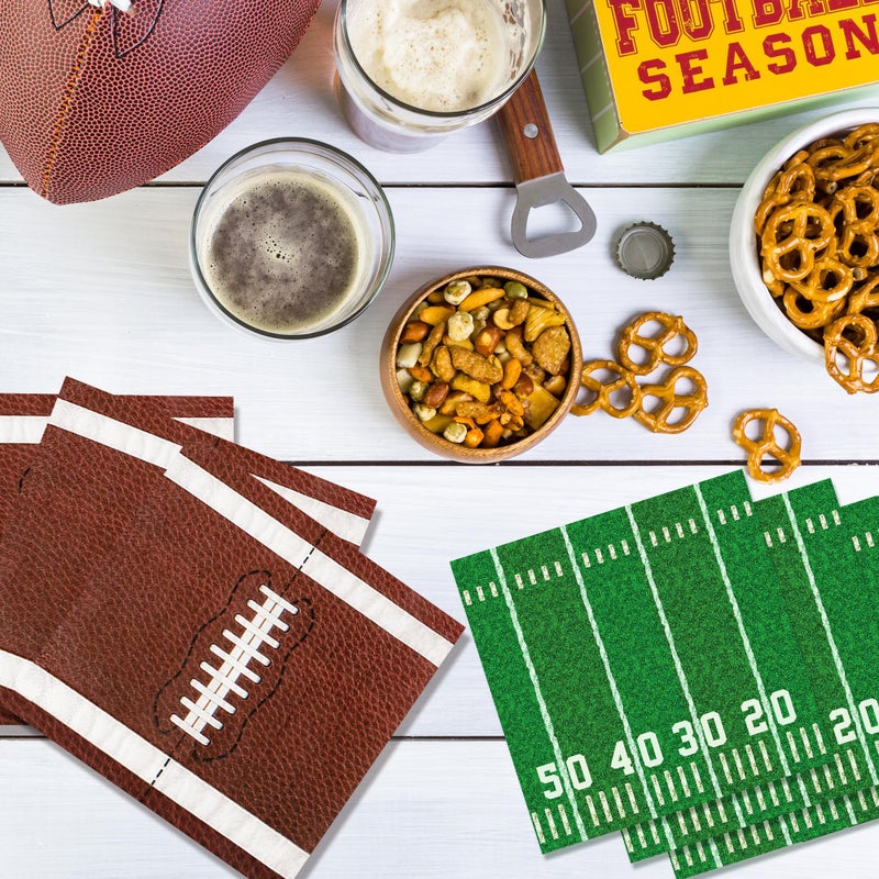 Actilize 100-Pack Football Party Napkins, 2 Designs, 6.5 Inchs Disposable Paper Napkins, Football Birthday, Tailgate Party Decorations & Supplies - Image 4