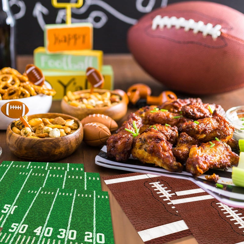 Actilize 100-Pack Football Party Napkins, 2 Designs, 6.5 Inchs Disposable Paper Napkins, Football Birthday, Tailgate Party Decorations & Supplies - Image 5