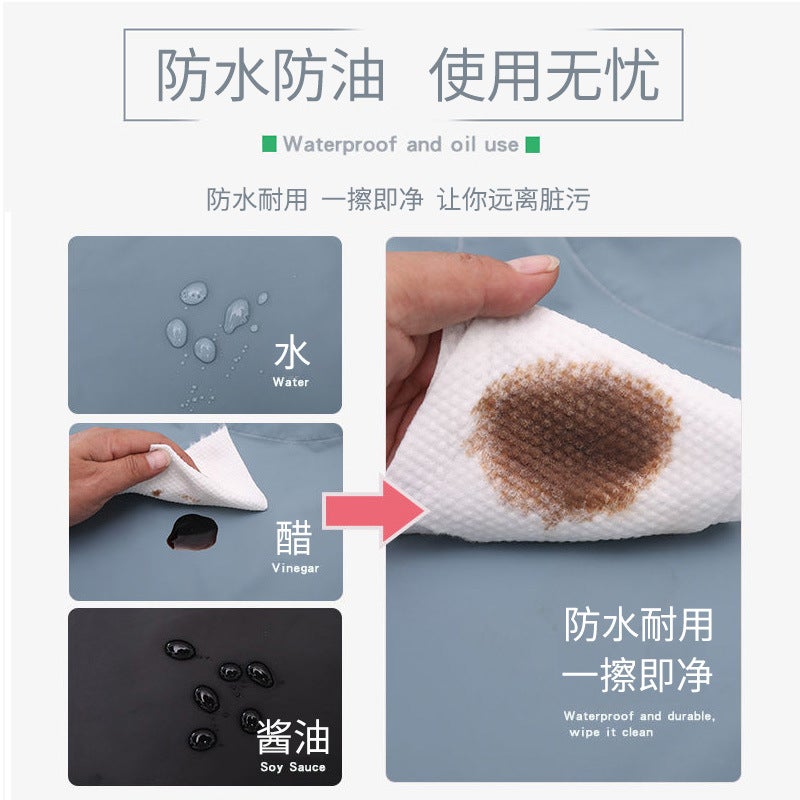 Long-Sleeved Hand-Wiping Apron Women'S Household Kitchen Waterproof And Oil-Proof Work Clothes Overalls Adult'S Cooking Apron Cartoon Net - Image 5