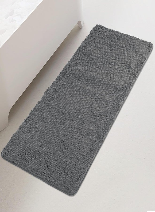 Yeaban Bathroom Runner Rug 24 x 60 Inch - Thick Chenille Long Bath Mat | Absorbent and Washable Extra Large Bath Rug Non-Slip, Plush Runner Rug for Bathroom, Shower, Sink - (Dark Gray) - Image 1