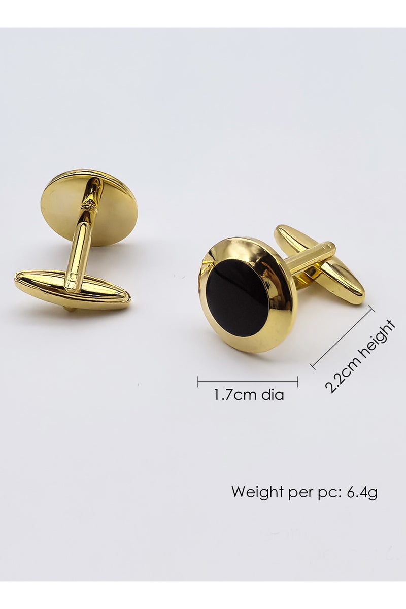 Gold Silver Frame Black Round Cufflinks, 2 PCS in One Set Alloy Jewelry Specially Design for Men's Shirt Wedding Business Gift with Delicate Package Box, 2 Colors for Selection  - Image 4