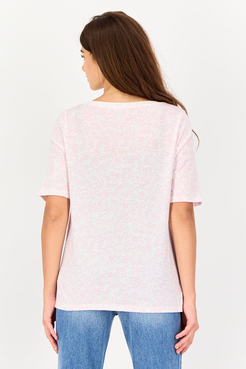 GAP Women V Neck Short Sleeve Floral Print Top, Multicolor - Image 4