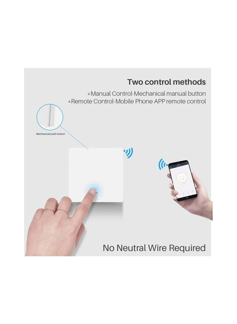 UanTii - Smart Switch Tuya Wifi Light Wall Switch No Neutral Wire Required App and Voice Remote Control 3 Gang - Image 1