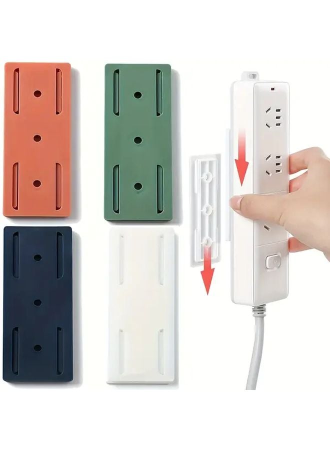 Orange Self Adhesive No Drill Socket Holder Wall Mounted Power Strip Organizer for Kitchen Home Office Cable Management - Image 1