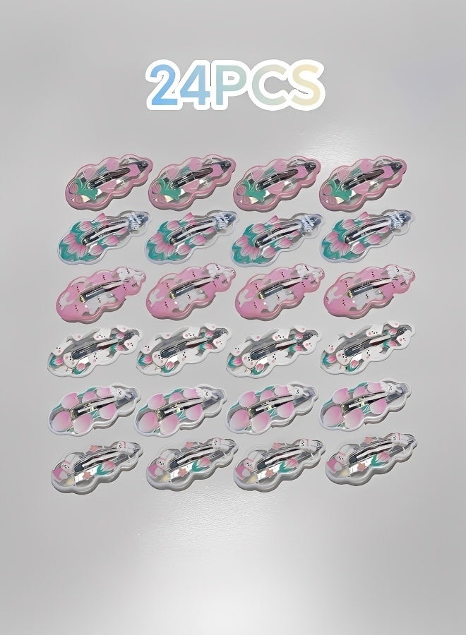 24 Pieces Cartoon Rabbits and Flowers Hair Clips No Harm to Scalp Small Hair Clips Suitable for Daily Use and Head Accessories - Image 1