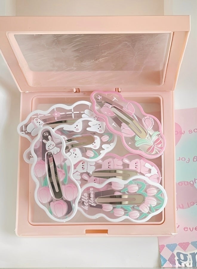 24 Pieces Cartoon Rabbits and Flowers Hair Clips No Harm to Scalp Small Hair Clips Suitable for Daily Use and Head Accessories - Image 4