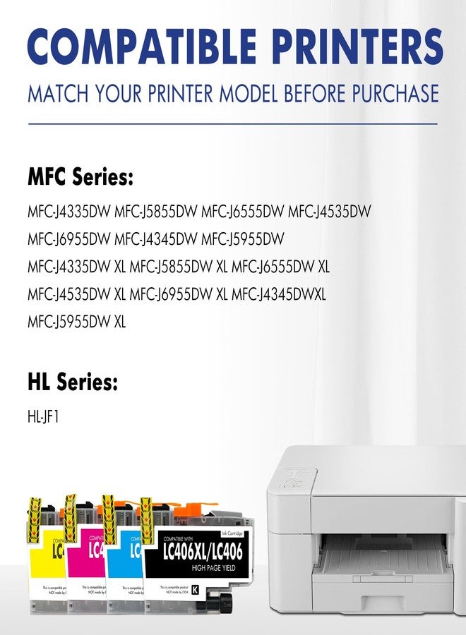 Cool Toner LC406 LC406XL Ink Cartridges for Brother Printer for Brother LC406 Ink Cartridges MFC-J4335DW MFC-J5855DW MFC-J6555DW MFC-J4535DW MFC-J6955DW (4 Pack Black Cyan Magenta Yellow) - Image 2